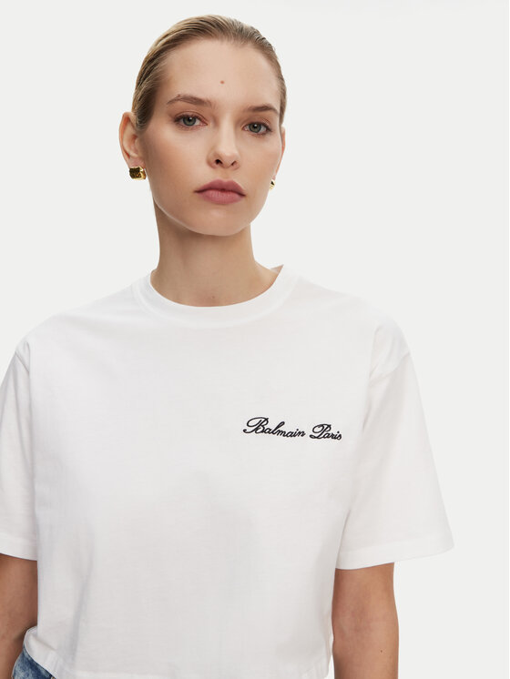 Balmain Balmain Футболка DF1EE020BC78 Білий Regular Fit