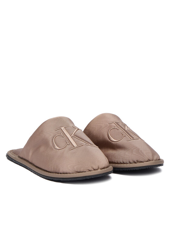 Calvin Klein Jeans Papuče Calvin Klein Jeans Slipper Satin Moire YW0YW02053 Béžová