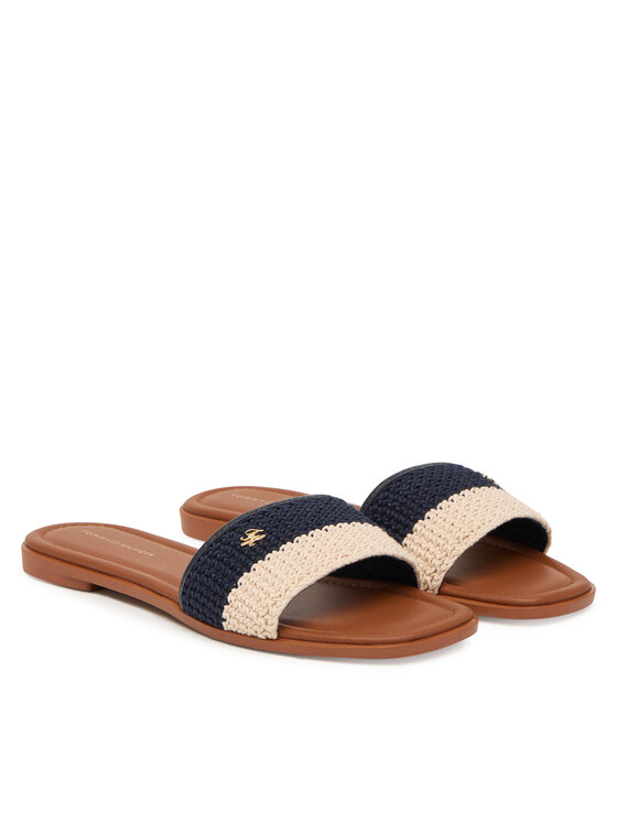 Tommy Hilfiger Papucs Tommy Hilfiger Flat Mule Crochet FW0FW09513 Sötétkék