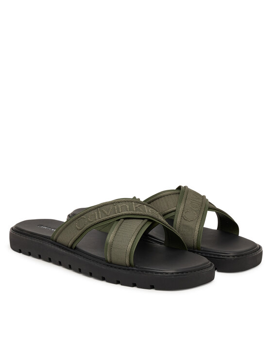Calvin Klein Šlepetės Calvin Klein Sq Molded Sandal Xcross Wb HM0HM02101 Žalia