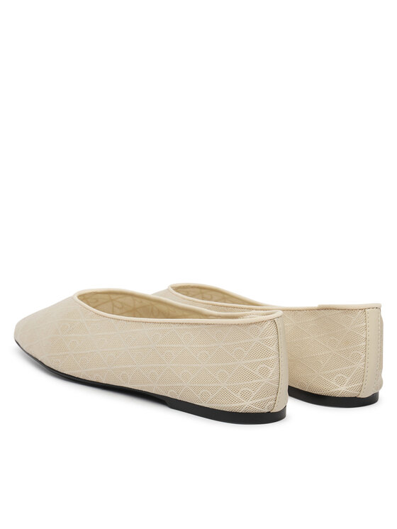 Calvin Klein Balerinke Calvin Klein Square Ballerina Aop Mesh HW0HW02937 Écru