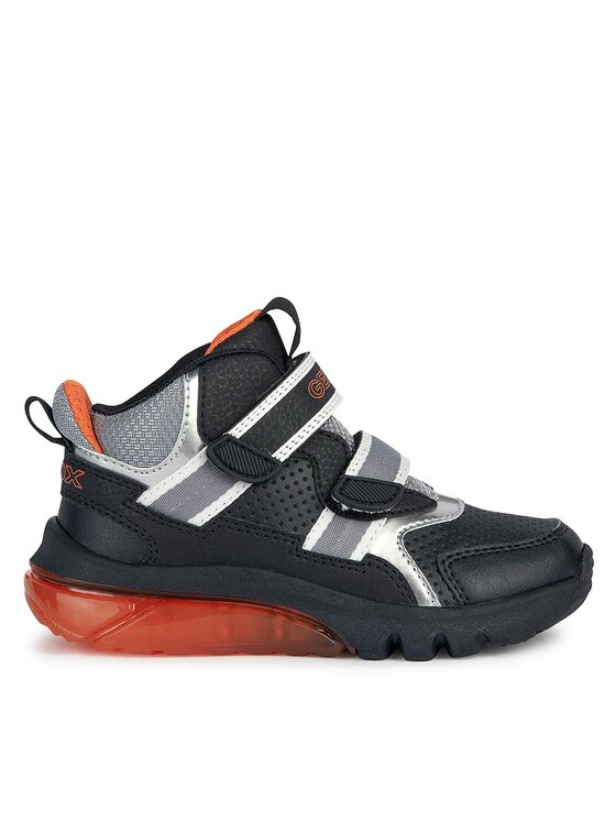 Geox Garçon J Ciberdron Boy B – Basket Lumineuse Respirante Avec Semelle Caoutchouc, Cuir Et Mesh, Idéale École Et Jeux