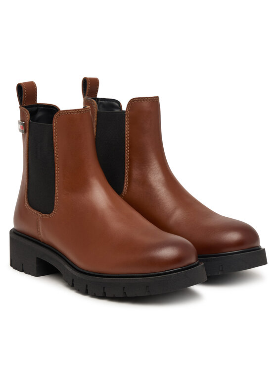 Tommy Jeans Jātnieku stila puszābaki Tommy Jeans Tjw Cleated Chelsea Boots EN0EN03105 Brūns