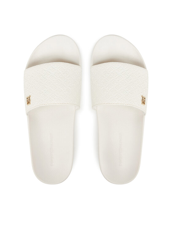 Tommy Hilfiger Klapki Tommy Hilfiger Th Monogram Poolside FW0FW08525 Biały