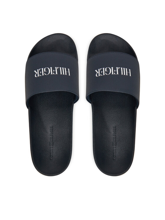Tommy Hilfiger Natikači Tommy Hilfiger Hilfiger Print Tumble Pool Slide FM0FM05505 Mornarsko modra