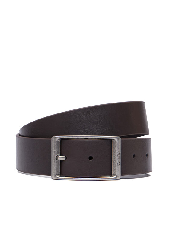 Calvin Klein Cintura Calvin Klein Casual Round Buckle Tumbled 35Mm LV04D7123G Marrone scuro