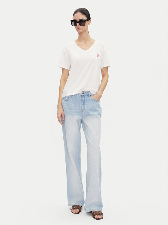 HUGO HUGO Футболка Nika_T-Shirt 50540046 Écru Regular Fit