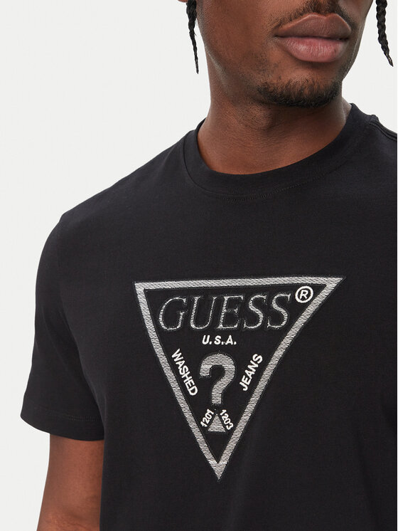 Guess Guess Marškinėliai M6BI56 K6193 Juoda Regular Fit