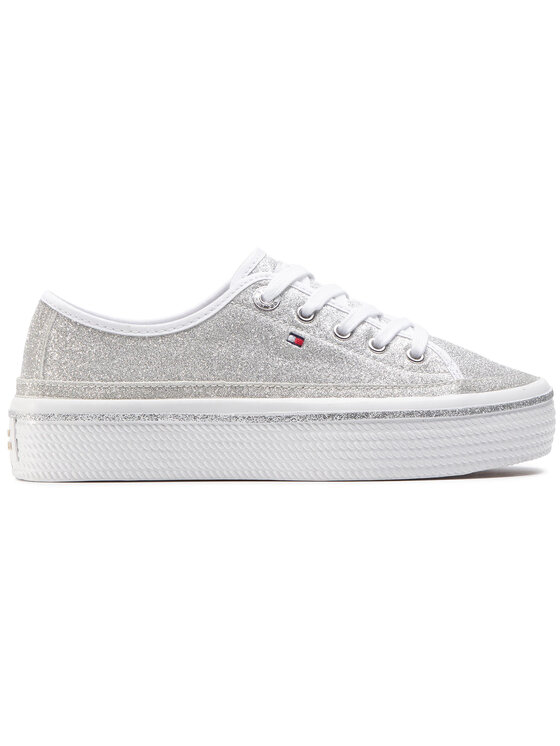 Tommy Hilfiger Αθλητικά Tommy Hilfiger Dressy Glitter Flatform Sneaker FW0FW050010IM Ασημί