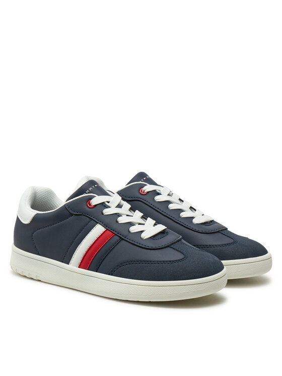 Tommy Hilfiger Сникърси Tommy Hilfiger Stripe Low Cut Lace-Up Sneaker T3X9-33851-1269 S Тъмносин