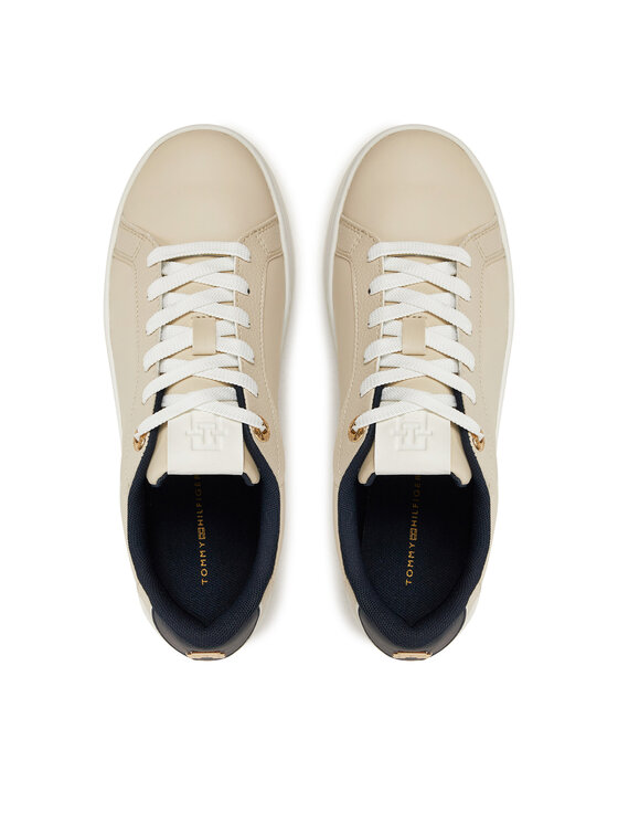 Tommy Hilfiger Laisvalaikio batai Tommy Hilfiger Th Platform Sneaker Triangle FW0FW08115 Smėlio