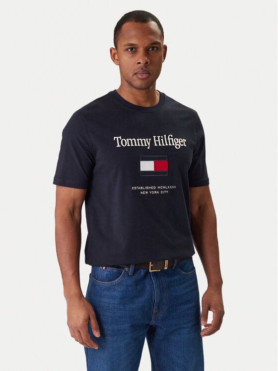 Tommy Hilfiger Tommy Hilfiger Camiseta Embro Flag MW0MW42736 Azul marino Regular Fit