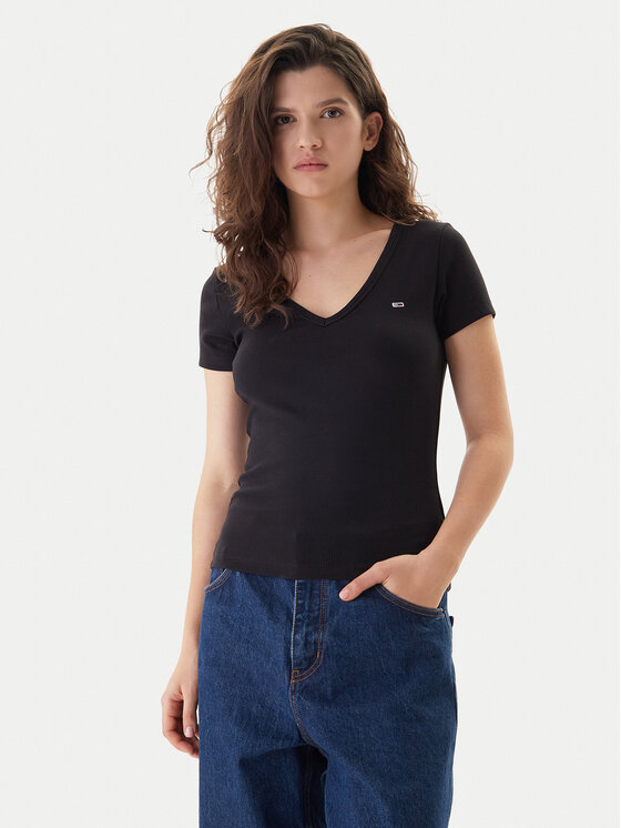 Tommy Jeans Tommy Jeans T-Shirt Essential DW0DW17385 Μαύρο Slim Fit