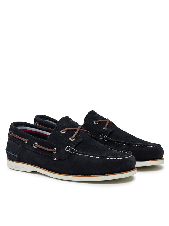 Tommy Hilfiger Pantofi Tommy Hilfiger Th Boat Shoe Core Suede FM0FM05387 Bleumarin