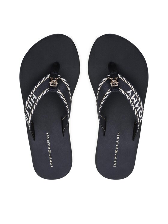 Tommy Hilfiger Žabky Tommy Hilfiger Webbing H Wedge Sandal FW0FW07149 Tmavomodrá