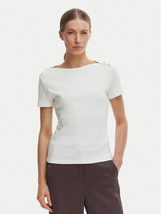 Tommy Hilfiger Tommy Hilfiger Camiseta WW0WW49250 Écru Slim Fit