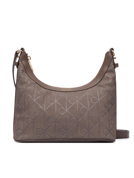 Calvin Klein Torebka Calvin Klein Emblem Aop Sueded Shoulder Bag LV04F3880G Beżowy