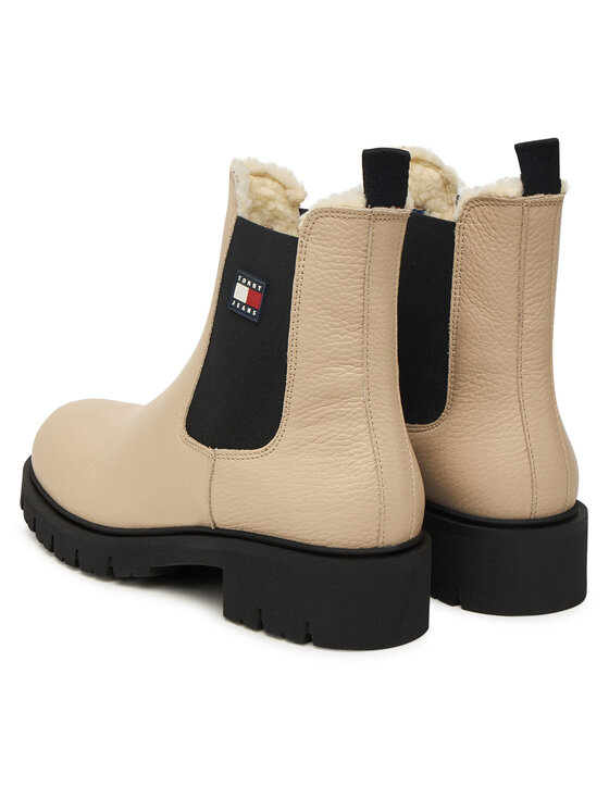 Tommy Jeans Kotníková obuv s elastickým prvkem Tommy Jeans Tjw Chelsea Boot Wl EN0EN02826 Écru
