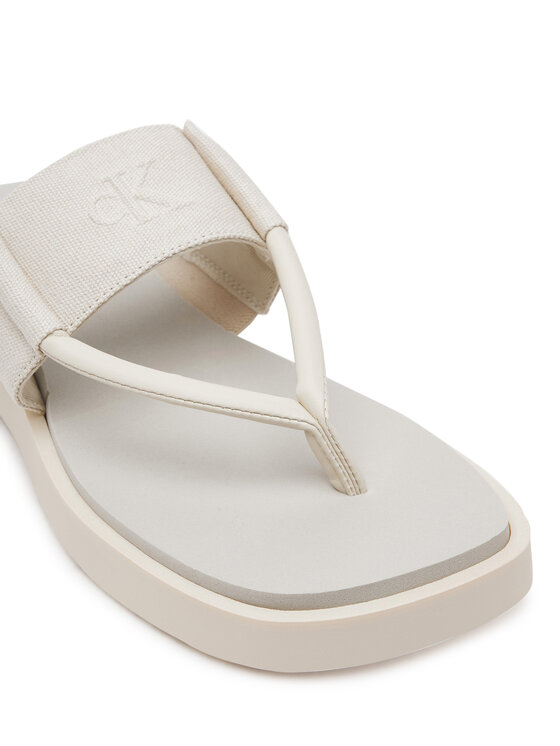 Calvin Klein Jeans Japonki Calvin Klein Jeans Sq Low Wedge Sandal Rope YW0YW01717 Beżowy