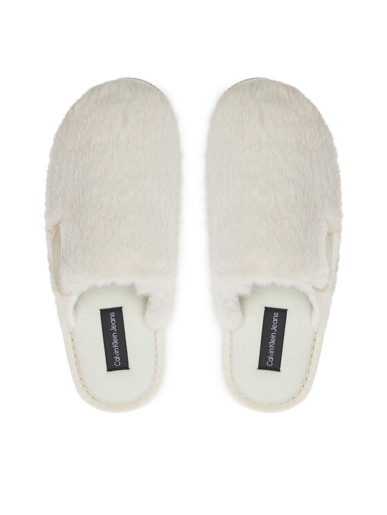 Calvin Klein Jeans Papuci de casă Calvin Klein Jeans Hotel Slipper Fur After Glow YW0YW01593 Écru