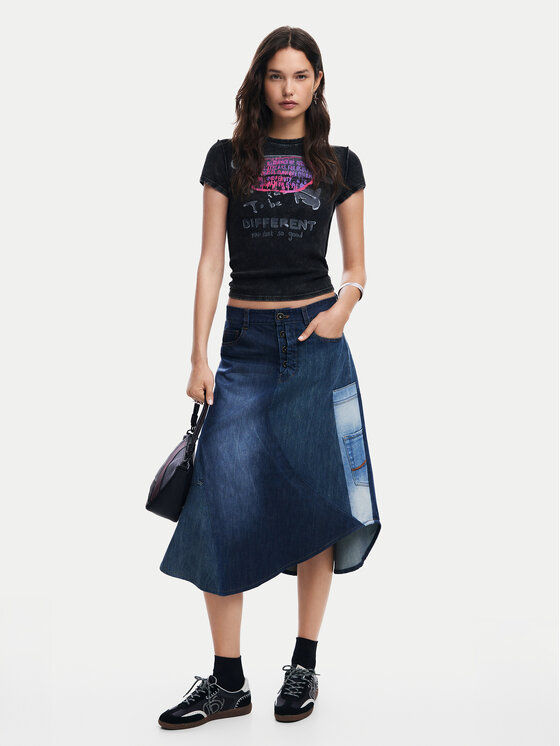 Desigual Desigual T-shirt 25SWTKX6 Siva Slim Fit