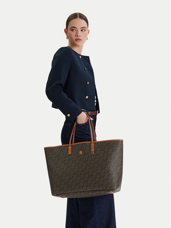 Tommy Hilfiger Borsetta Tommy Hilfiger Th Monoplay Maxi Tote Le AW0AW18850 Nero
