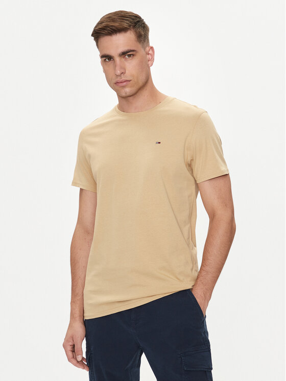Tommy Jeans Tommy Jeans Marškinėliai DM0DM04411 Smėlio Slim Fit