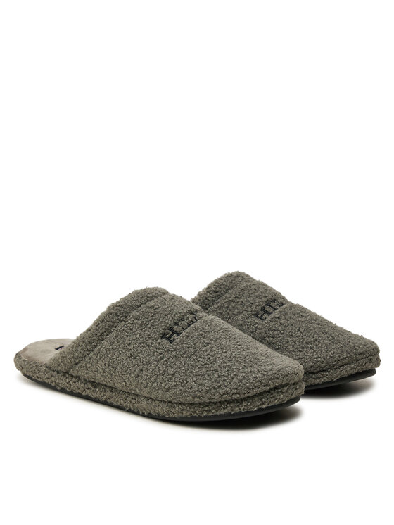 Tommy Hilfiger Bačkory Tommy Hilfiger Warm Curly House Shoe FM0FM05226 Šedá