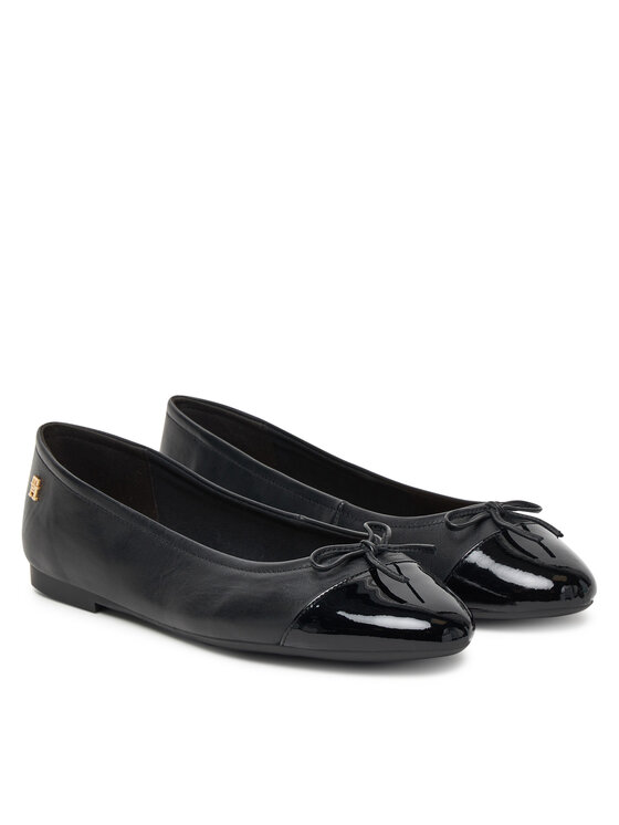 Tommy Hilfiger Balerina Tommy Hilfiger Patent Toe-Cap FW0FW08830 Fekete