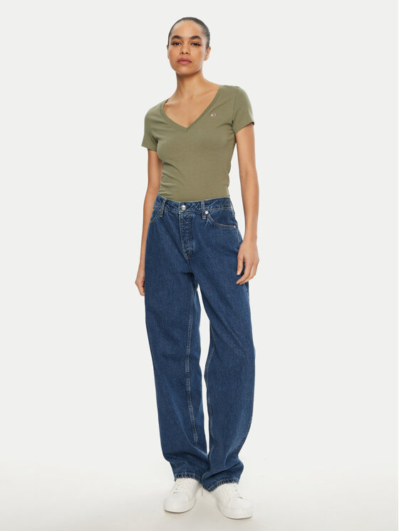 Tommy Jeans Tommy Jeans Marškinėliai DW0DW20458 Žalia Slim Fit