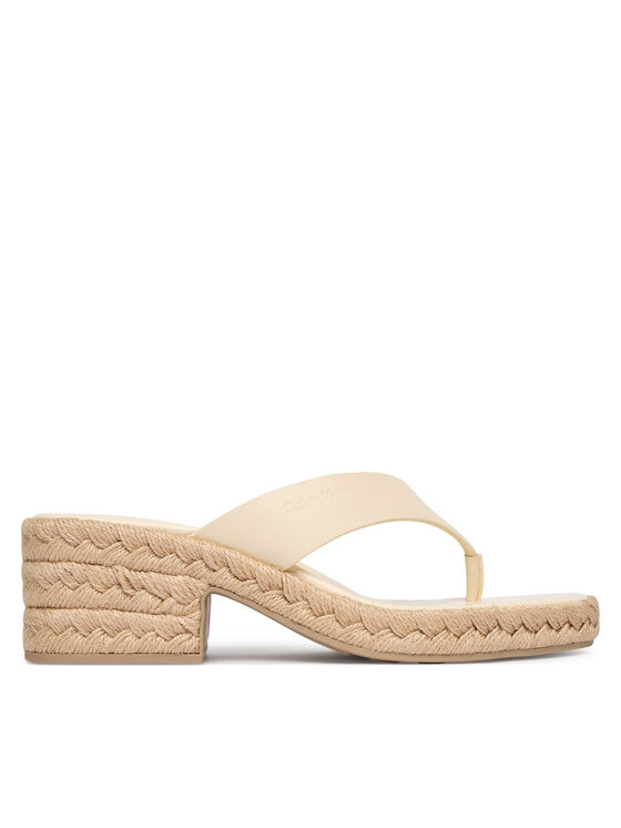 Calvin Klein Japonke Calvin Klein Block Heel Espa 50 Thong Lth HW0HW02902 Bež