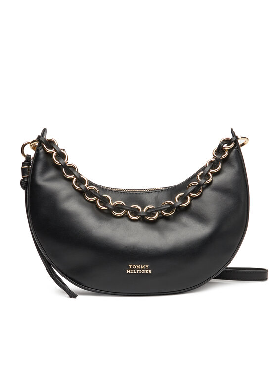 Tommy Hilfiger Kabelka Tommy Hilfiger Moon Leather Crossover AW0AW17467 Čierna