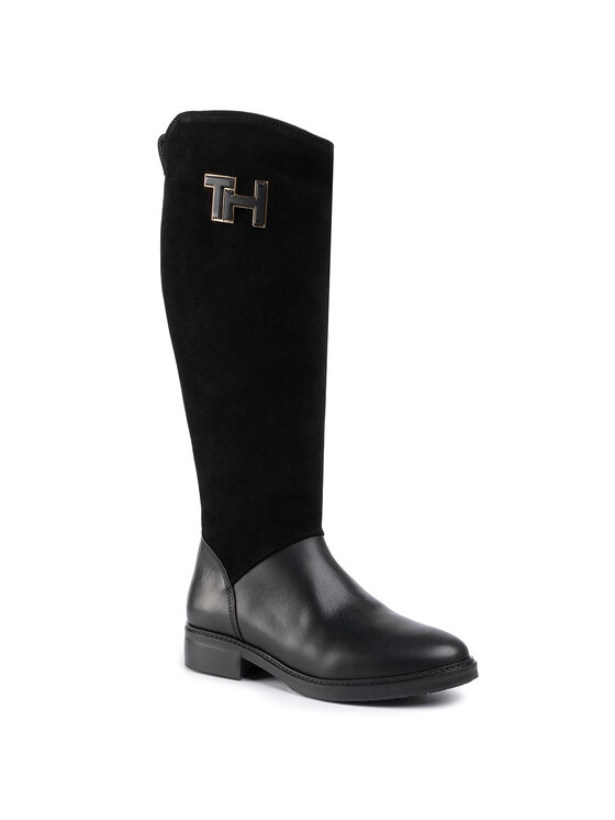 Tommy Hilfiger Botas de equitación Tommy Hilfiger Essential Suede Longboot FW0FW04322 Negro