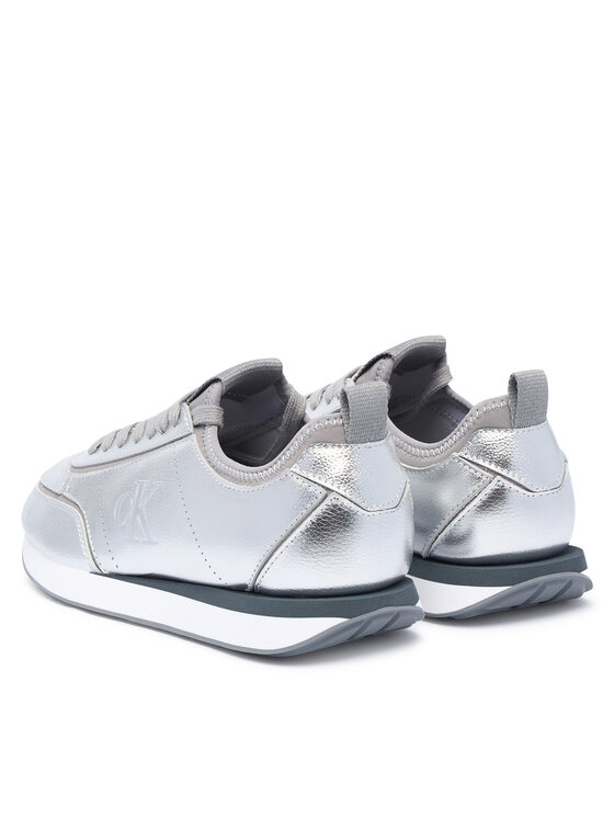 Calvin Klein Sneakersy Calvin Klein Retro Runner Metallic HW0HW03287 Srebrny