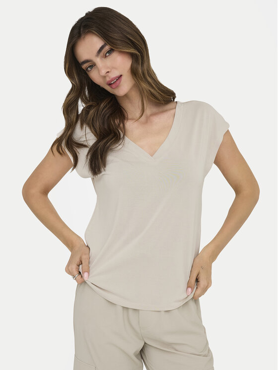 ONLY ONLY Camiseta Free 15287041 Beis Regular Fit