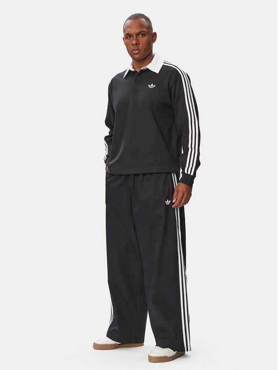 adidas adidas Поло 3-Stripes Rugby Longsleeve Polo KE3576 Чорний Regular Fit
