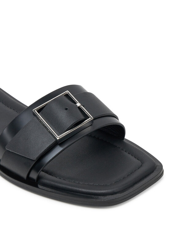 Calvin Klein Šlepetės Calvin Klein Flat Slide W/Buckle - Lth HW0HW02490 Juoda