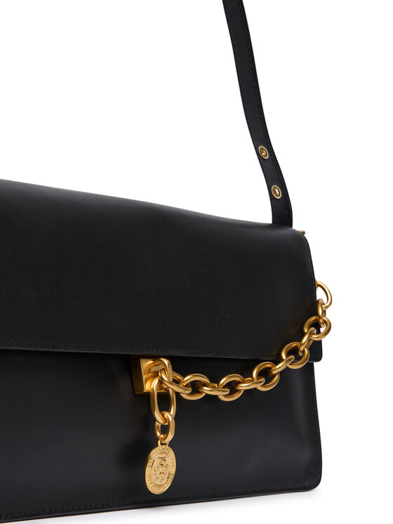 Tommy Hilfiger Kabelka Tommy Hilfiger Crest Leather Conv Shoulder Bag AW0AW19015 Černá