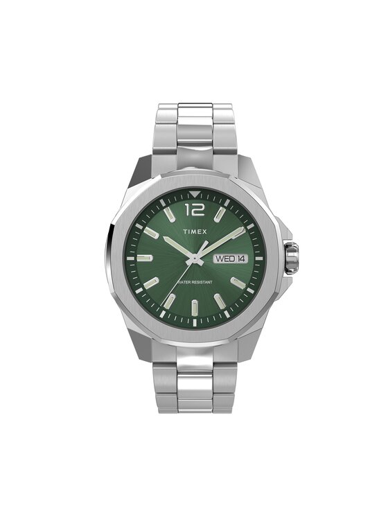 Timex TW2W13900 Orologio Uomo Analogico - Quadrante Verde, Cinturino In Acciaio, Giorno E Data - 3