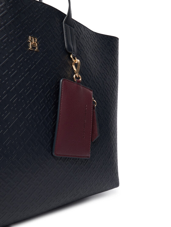 Tommy Hilfiger Ročna torba Tommy Hilfiger Th Icon Tote Mono AW0AW18174 Mornarsko modra