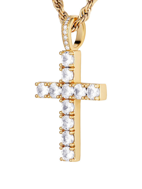 ICED STUFF Přívěšek ICED STUFF Diamond Cross Zlatá