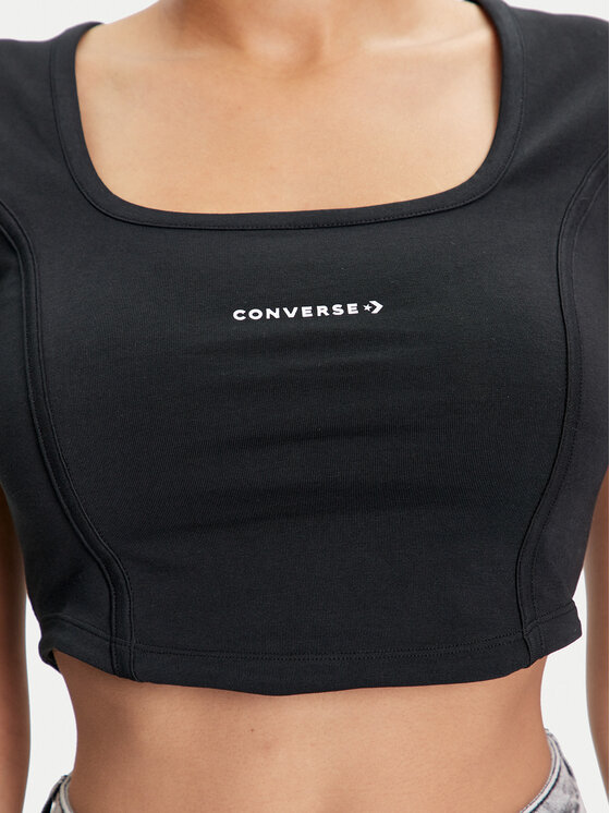 Converse Converse Top W Wordmark Corset Top 10026506-A01 Nero Slim Fit