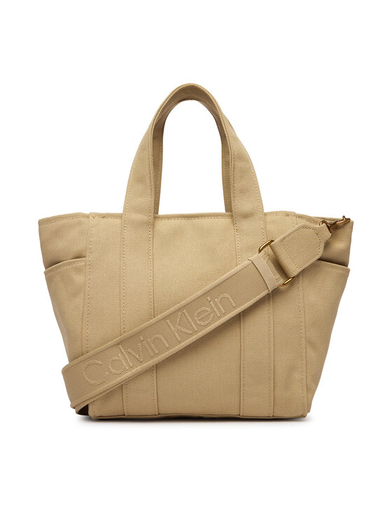 Calvin Klein Borsetta Calvin Klein Webbing Strap Canvas Small Tote LV04F3384G Beige