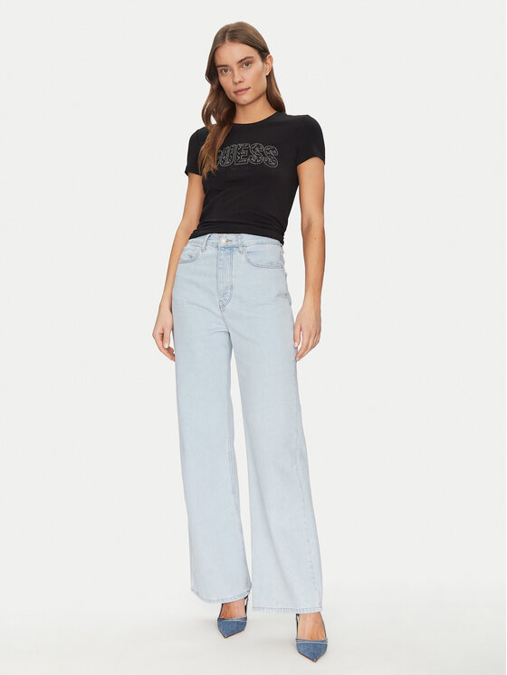 Guess Guess Majica W5GI04 J1314 Črna Slim Fit