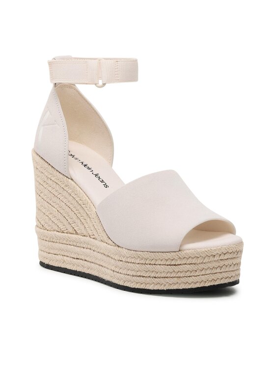 Calvin Klein Jeans Еспадрили Calvin Klein Jeans Wedge Sandal Wide Su Con YW0YW00963 Бял