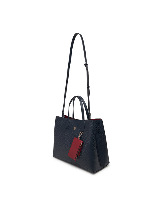 Tommy Hilfiger Ročna torba Tommy Hilfiger Th Icon Satchel Mono AW0AW18923 Mornarsko modra
