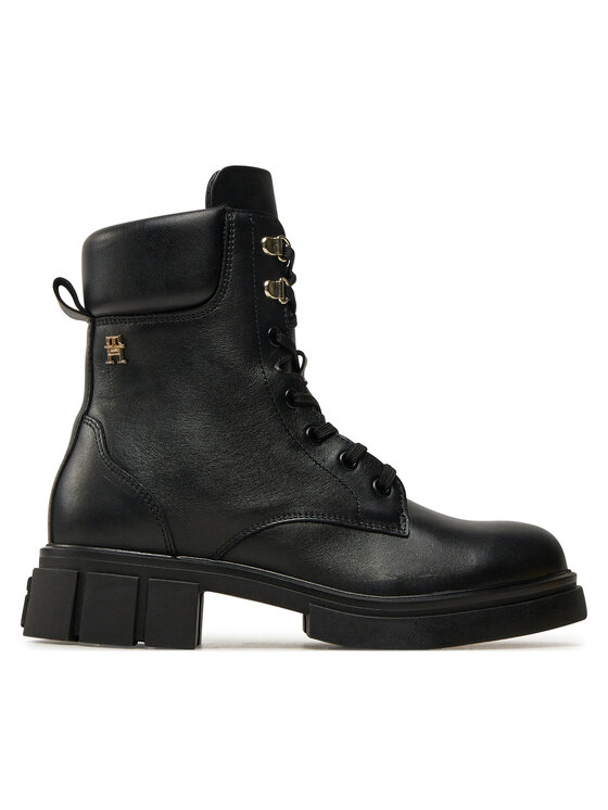 Tommy Hilfiger Trapery Tommy Hilfiger Lace-Up Biker Leather FW0FW08167 Czarny