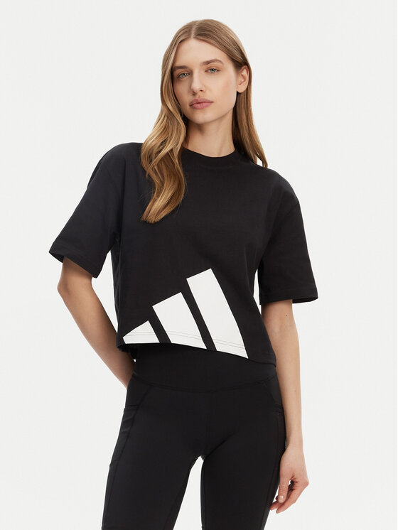 adidas adidas Футболка Essentials Big Logo Boyfriend JG8736 Чорний Loose Fit