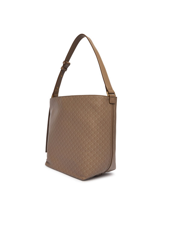 Calvin Klein Ročna torba Calvin Klein Emblem Aop Medium Bucket LV04F3365G Bež