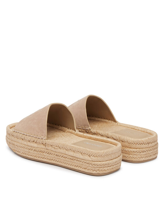 Calvin Klein Espadryle Calvin Klein Flatf Espa Mule Nub Mg HW0HW02890 Beżowy